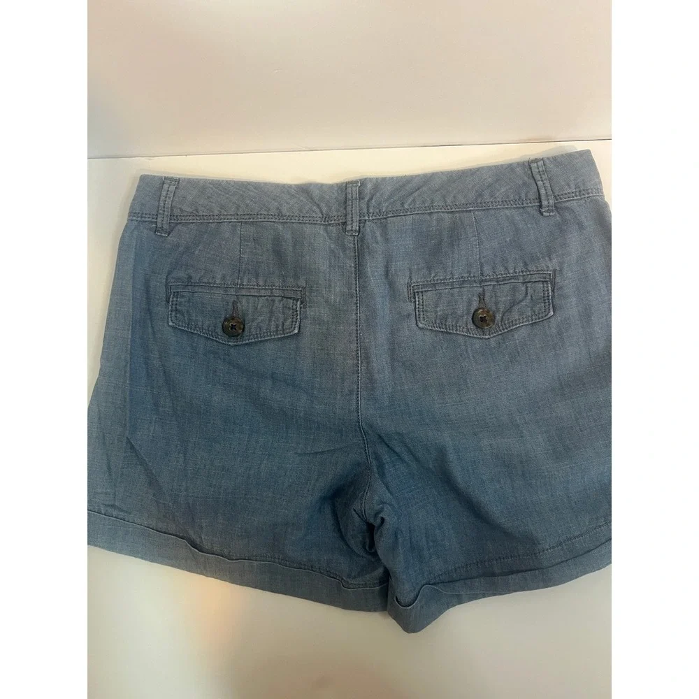Banana Republic Womens Blue Chambray Linen Blend Cuffed Shorts Size 4